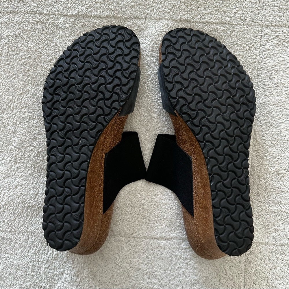 Birkenstock Black Two-Strap Cork Footbed Sandals - Picture 14 of 16